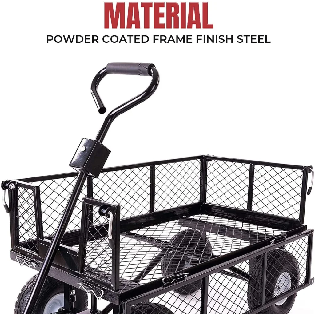 Garden Dump Rolling Mesh Cart Heavy Duty Steel Frame 10