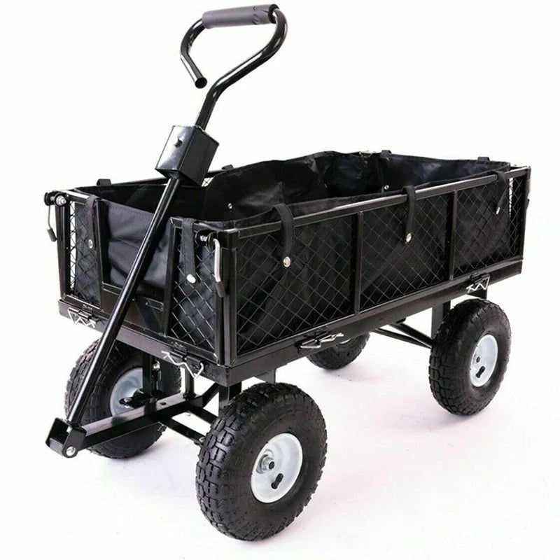 Garden Dump Rolling Mesh Cart Heavy Duty Steel Frame 10