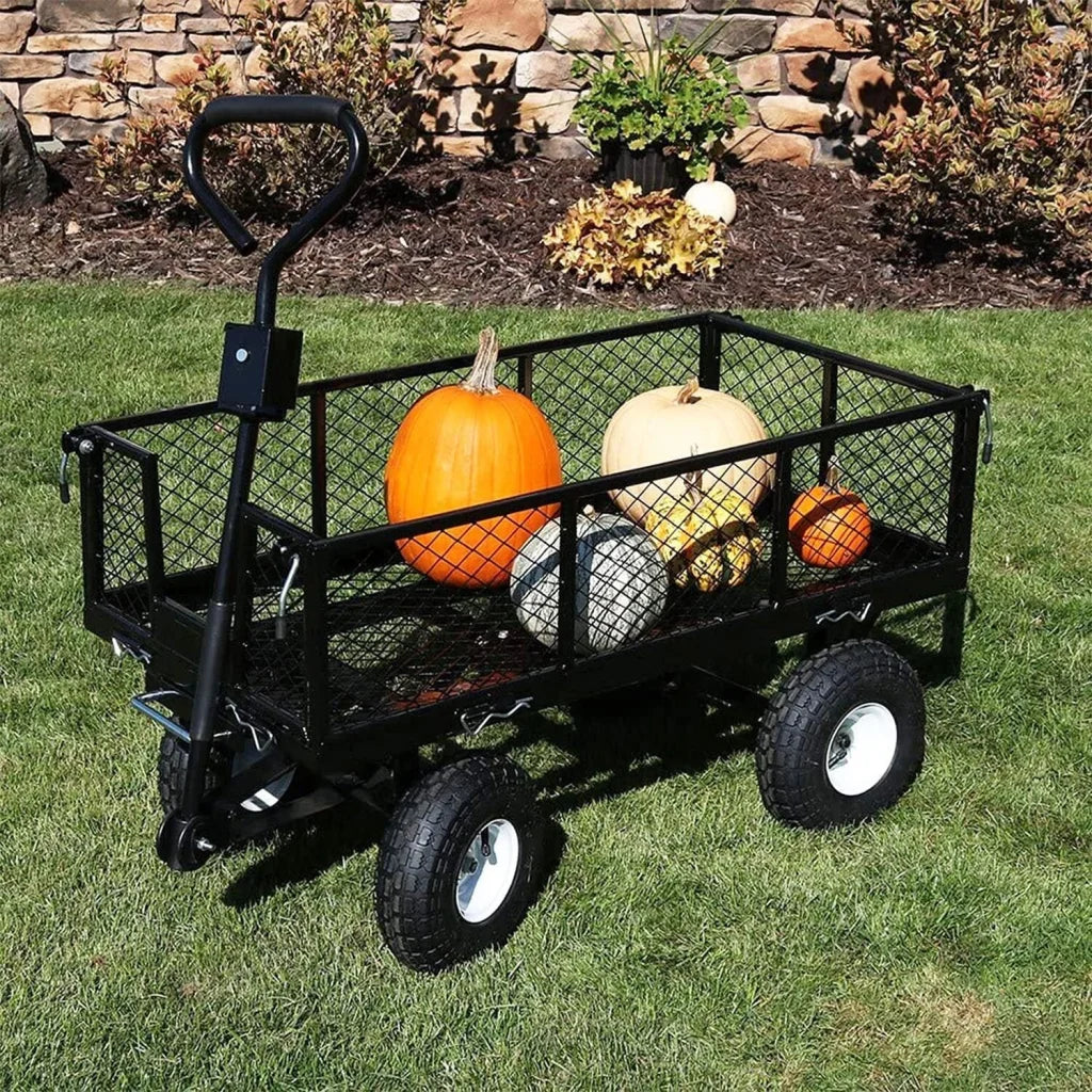 Garden Dump Rolling Mesh Cart Heavy Duty Steel Frame 10