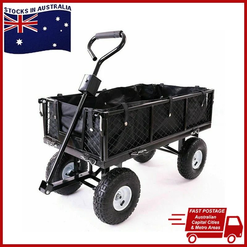 Garden Dump Rolling Mesh Cart Heavy Duty Steel Frame 10