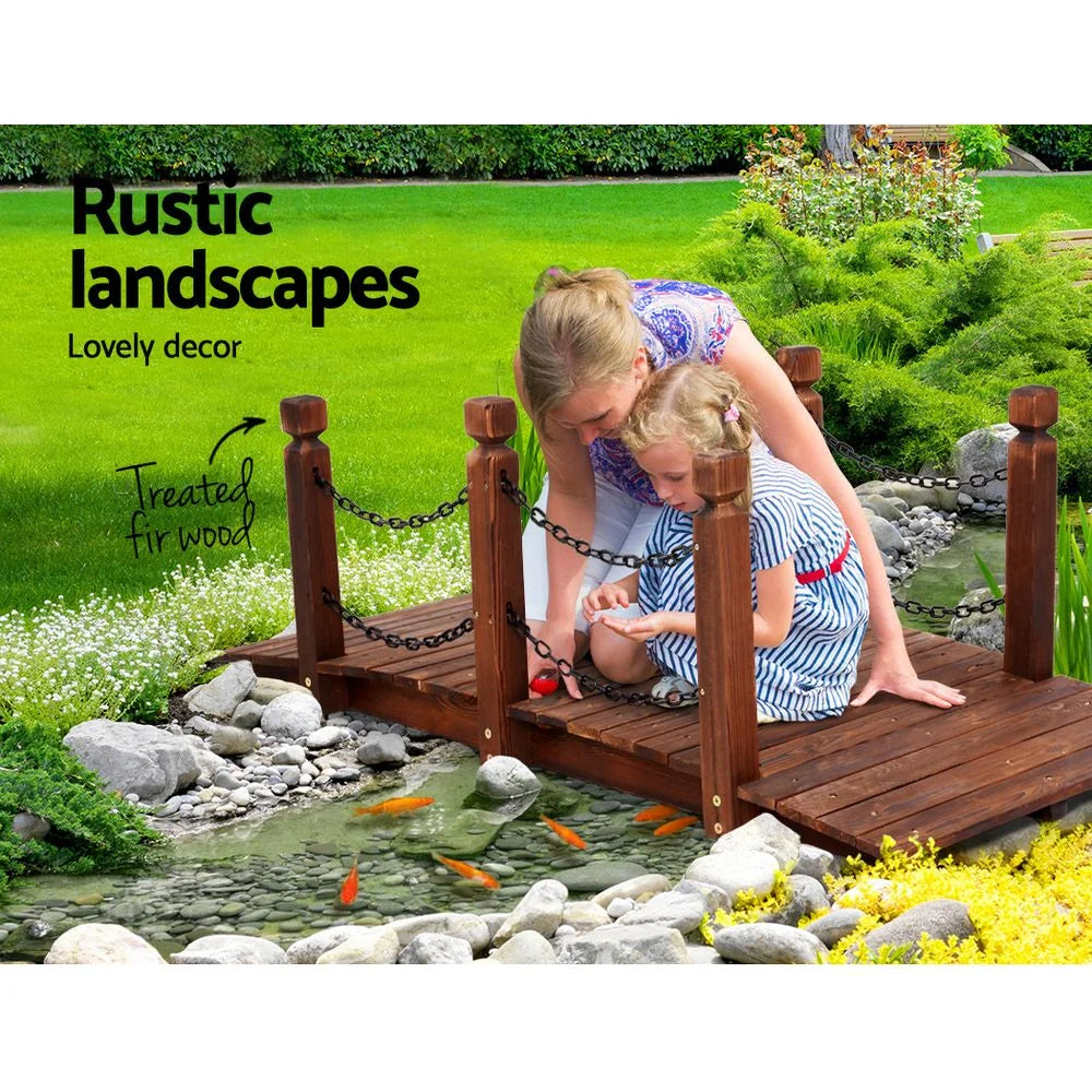 Rustic chain bridge with decoration decor landscape length
