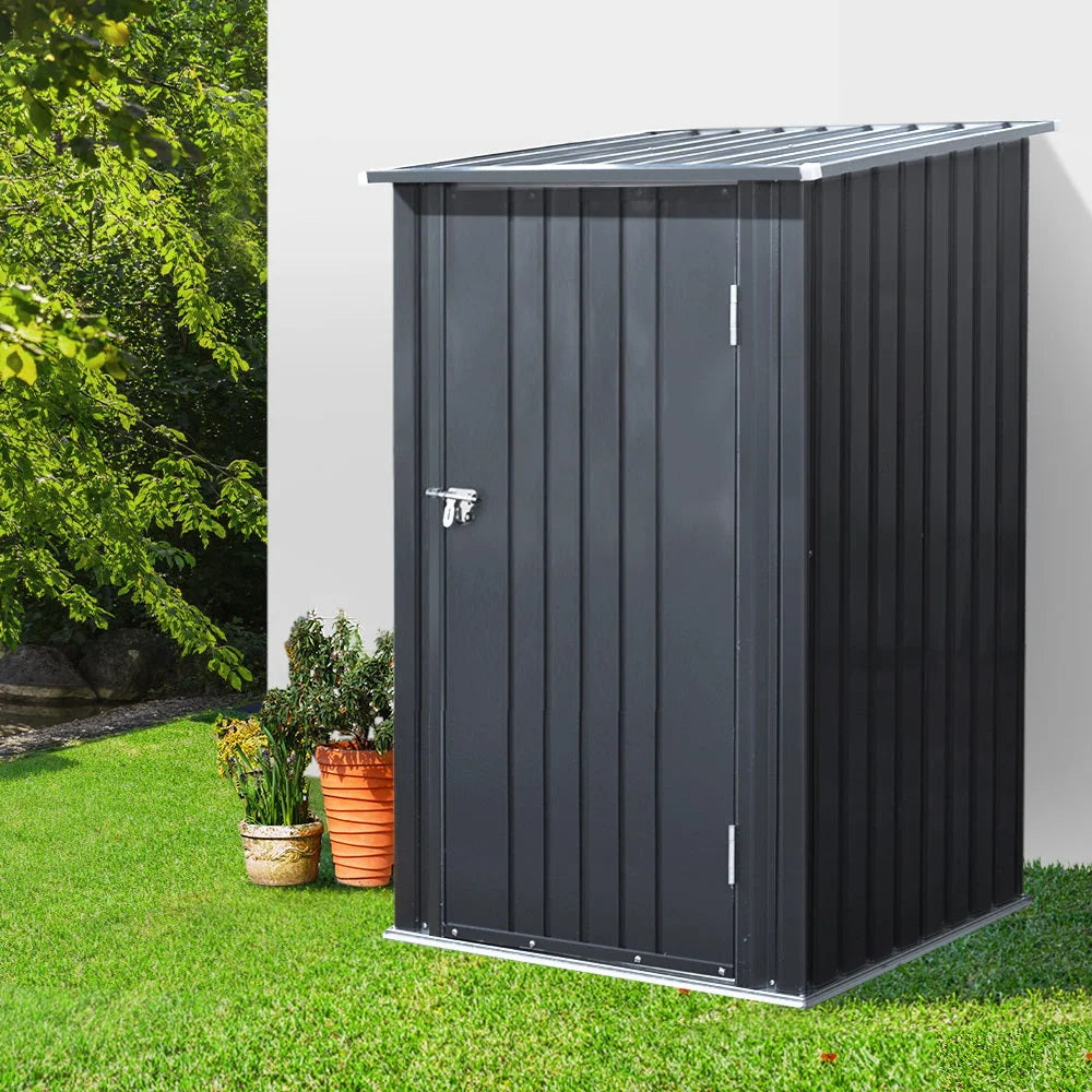 Steel 99x1 outdoor storage shed with garden storage doorway and roof panels