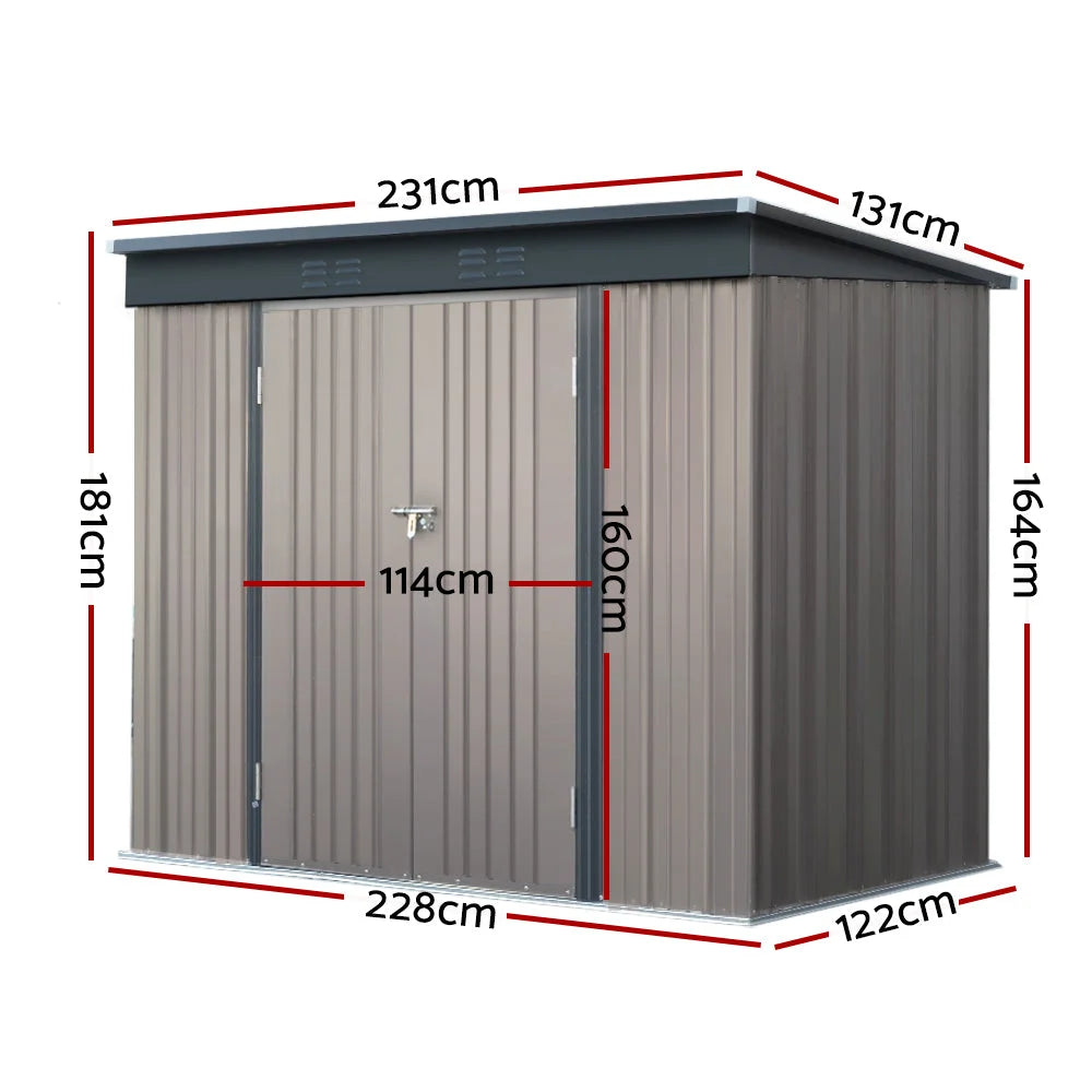 Garden Shed 2.31x1.31M Outdoor Storage Tool Metal Workshop