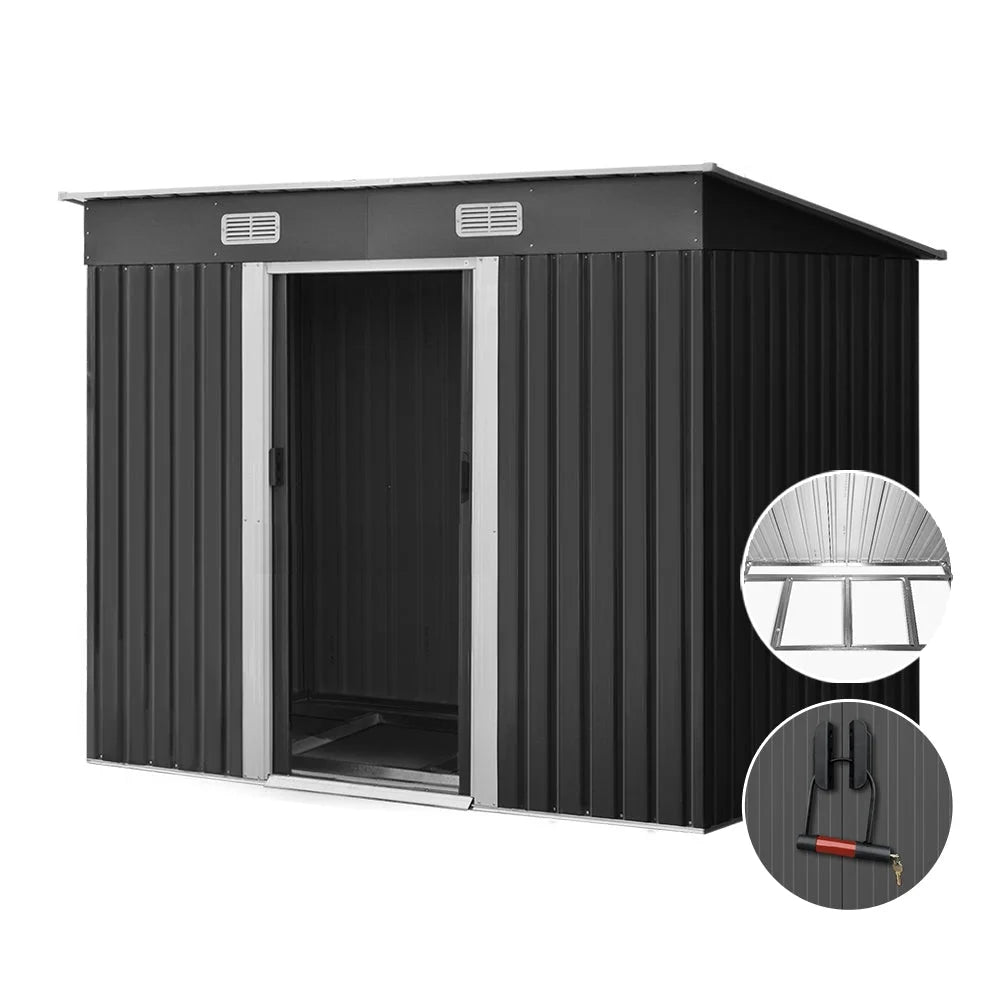 Grey steel 2 38x1 shed base outdoor with storage workshop