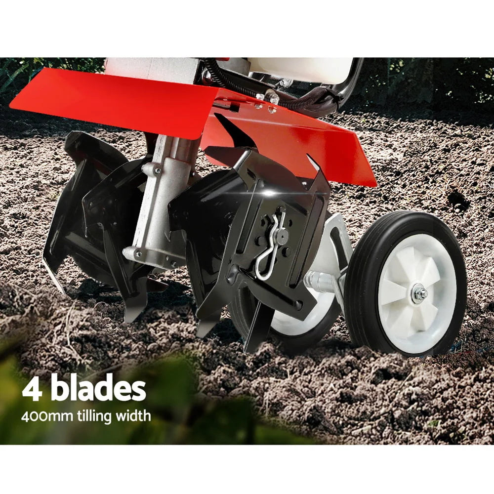 Garden Tiller 88CC Cultivator Rototiller with 4 Blades