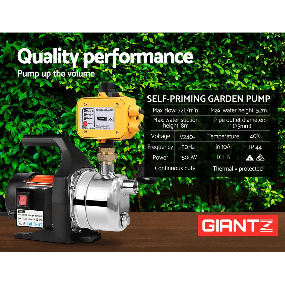 Garden Water Pump 1500W High Pressure with Auto Controller