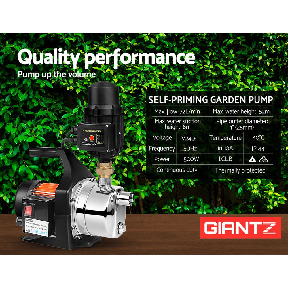 Garden Water Pump 1500W High Pressure with Auto Controller