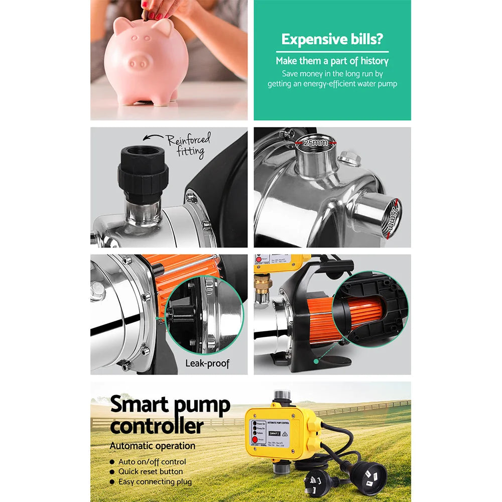 Garden Water Pump 800W High Pressure with Auto Controller