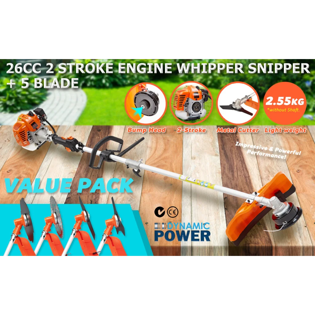 Garden Whipper Snipper Brush Cutter 26cc with 4 Blades