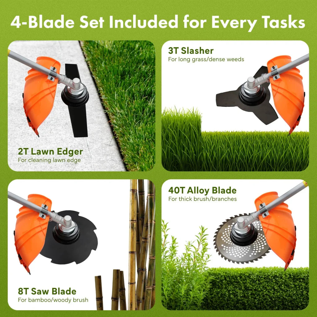 Whipper snipper brush with clean finish and fitted components