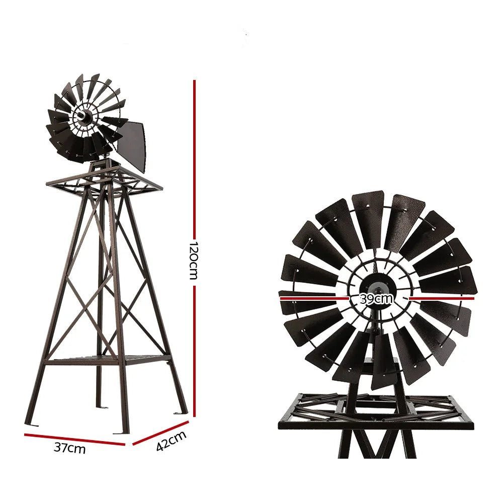 Garden Windmill 120cm Metal Ornaments Outdoor Decor