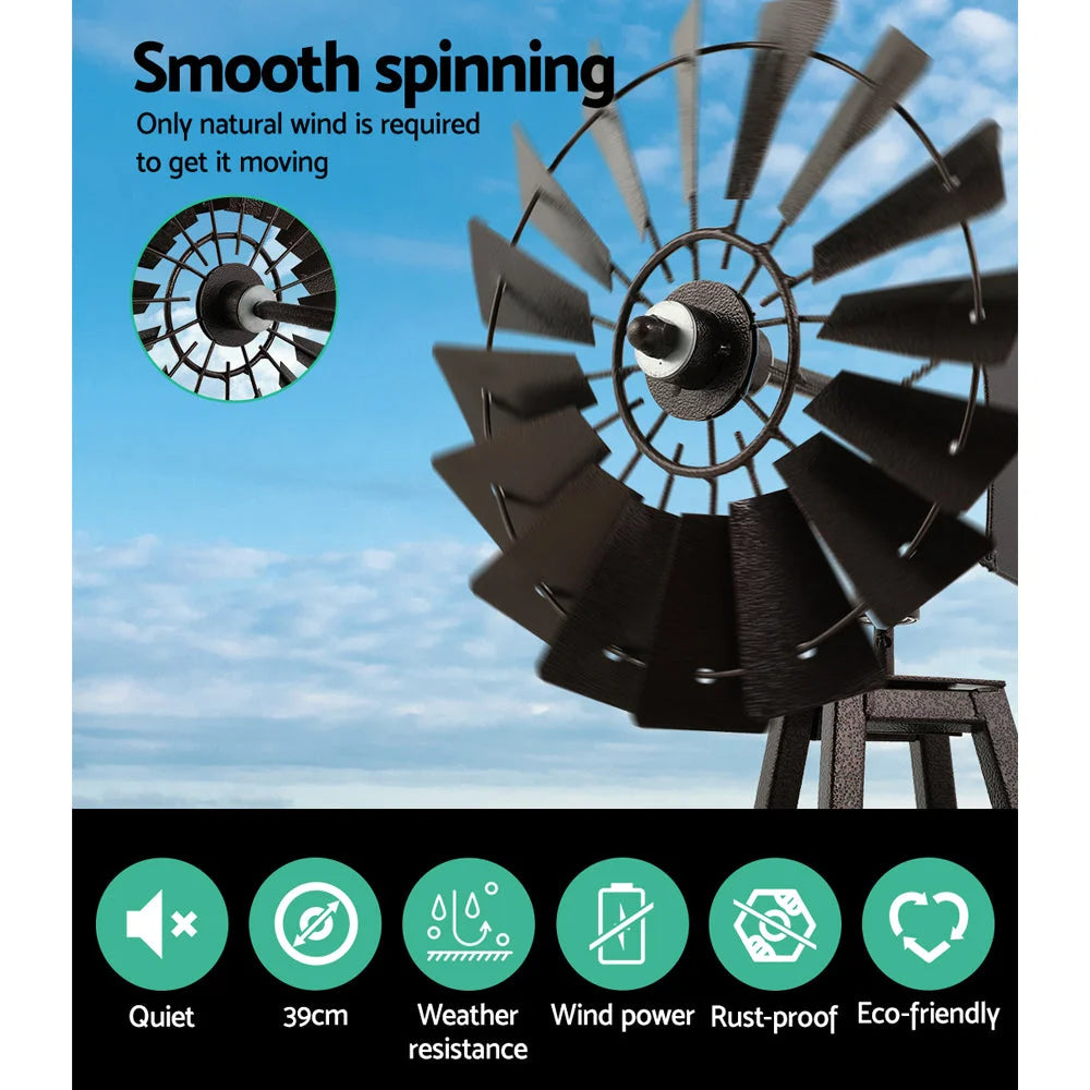Garden Windmill 120cm Metal Ornaments Outdoor Decor