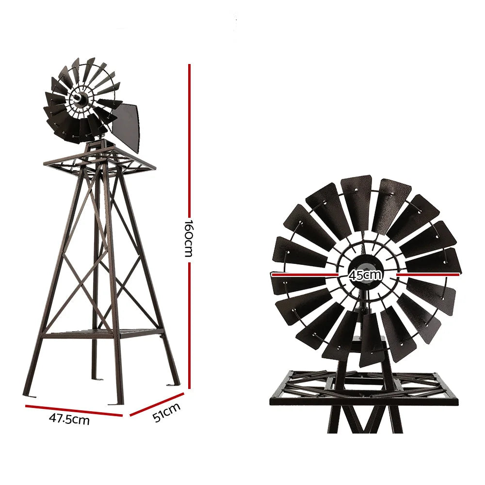 Garden Windmill 160cm Metal Outdoor Decor Ornamental Wind
