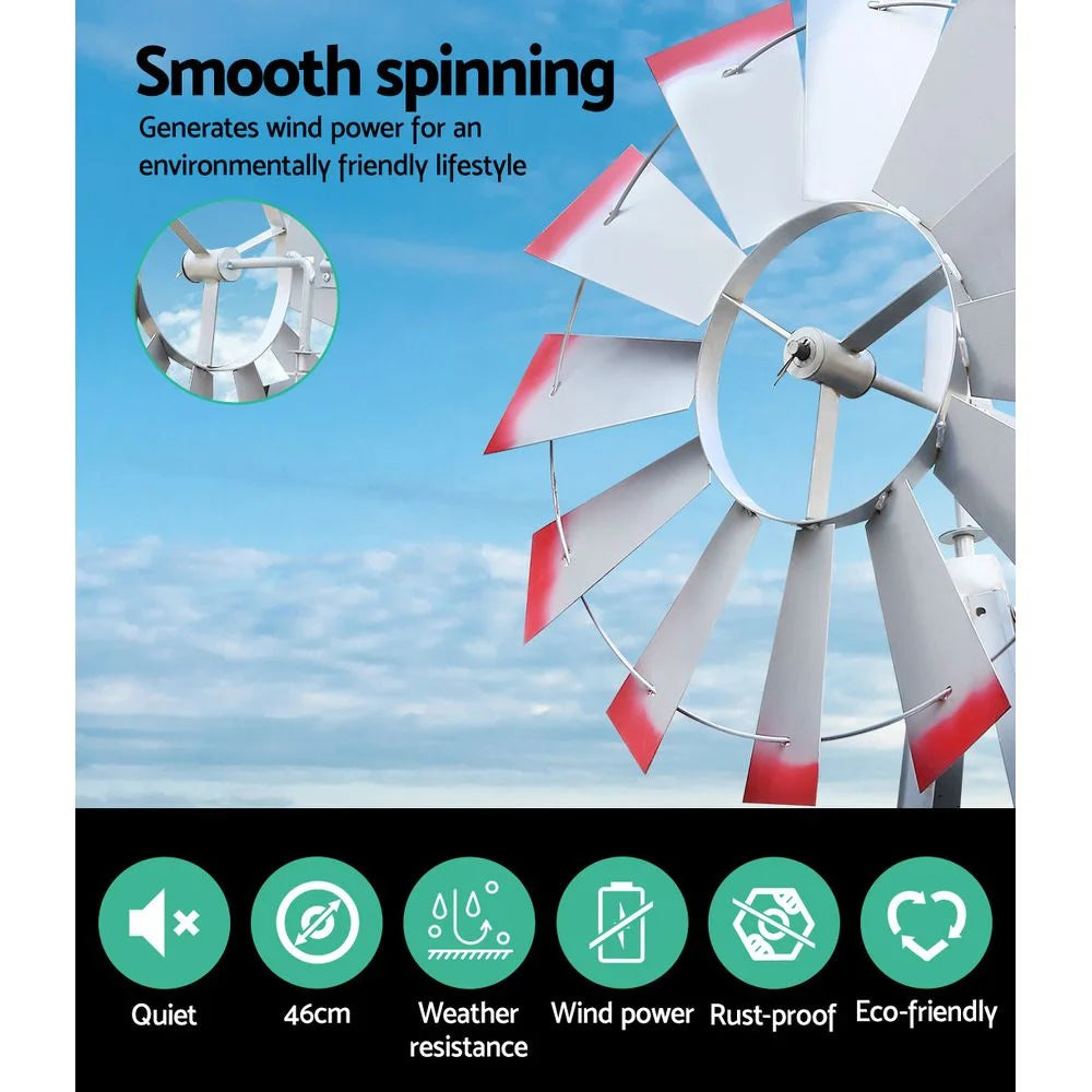 Garden Windmill 6FT 186cm Metal Ornaments Outdoor Decor