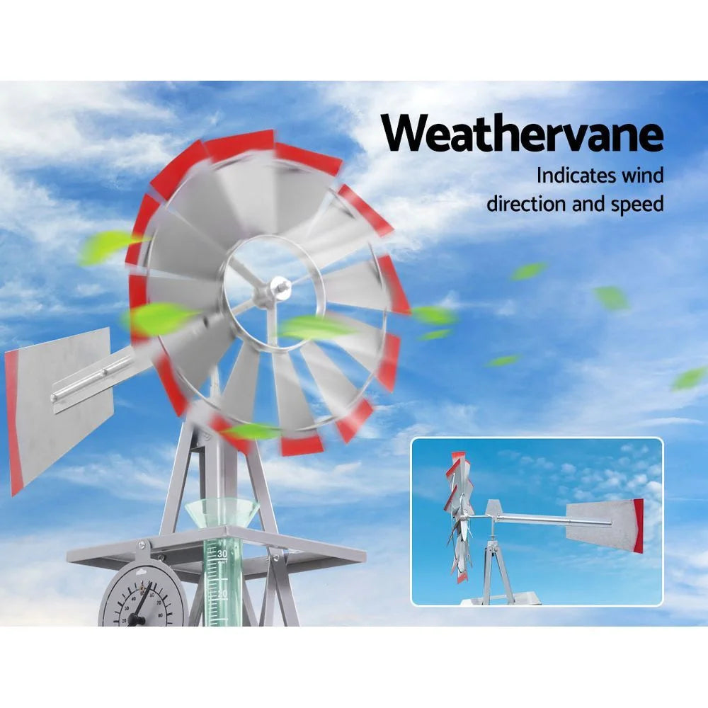 Garden Windmill 8FT 245cm Metal Ornaments Outdoor Decor