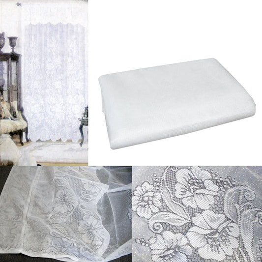 Gardenia White One Piece Rod Pocket Lace Curtain