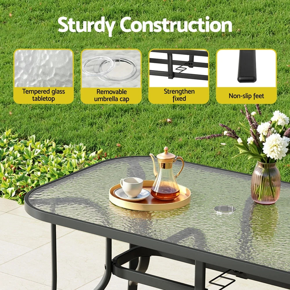 Black steel 120cm dining table for household use