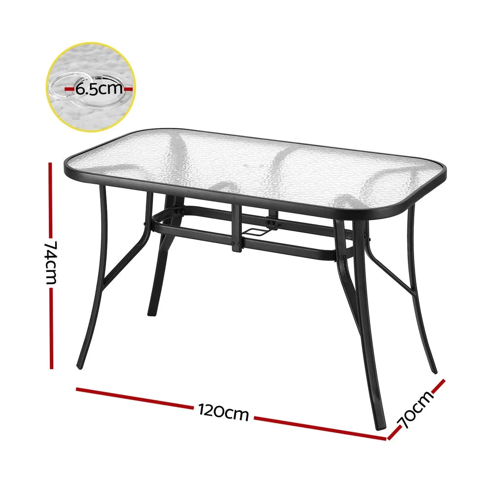 Black steel 120cm dining table for dining room meals