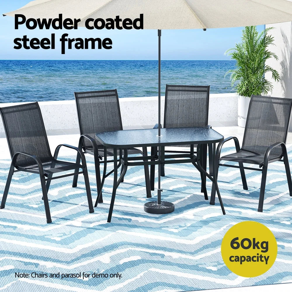 Black steel dining table