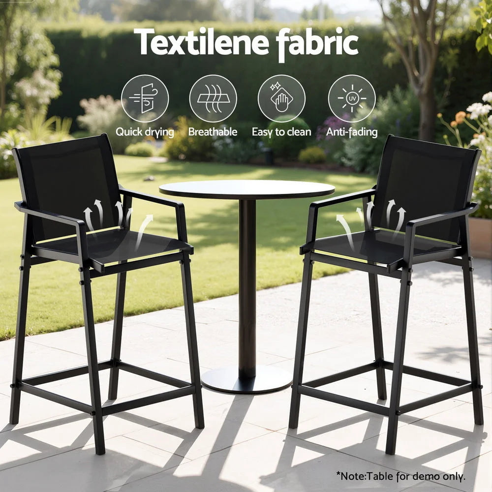 Set Of Two Outdoor Bar Stools Steel Dining
