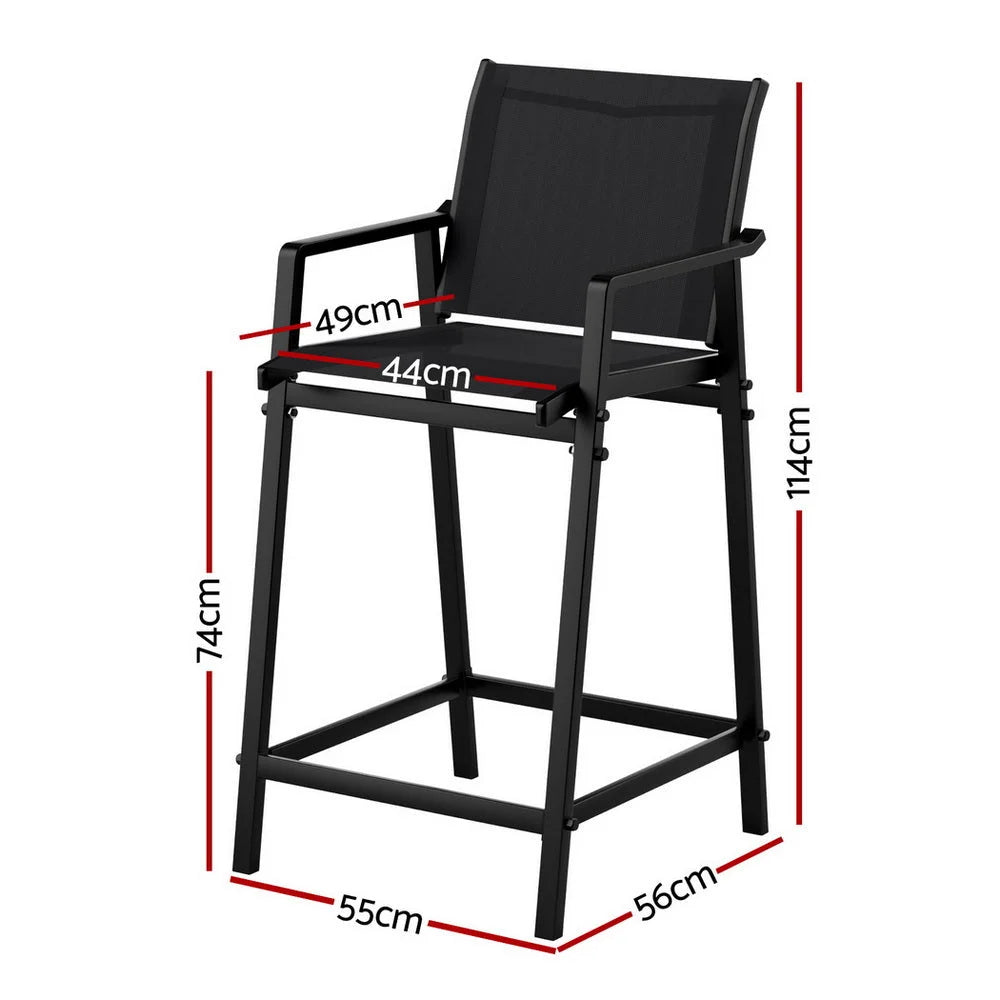 Black steel dining chair set