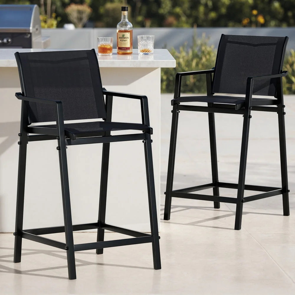 Gardeon 2PC Outdoor Bar Stools Steel Dining Chairs Patio