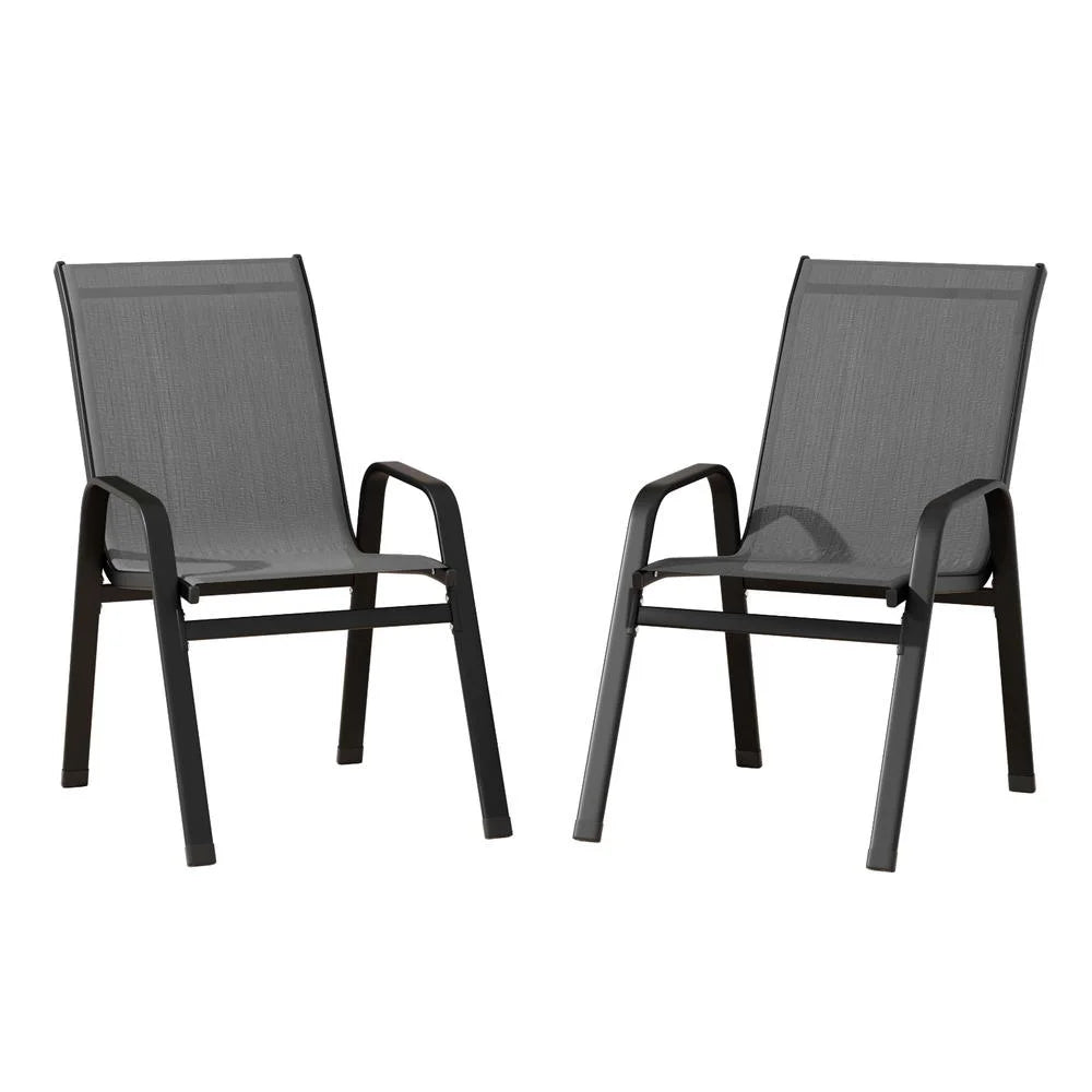 Gardeon 2PC Outdoor Dining Chairs Stackable Lounge Chair