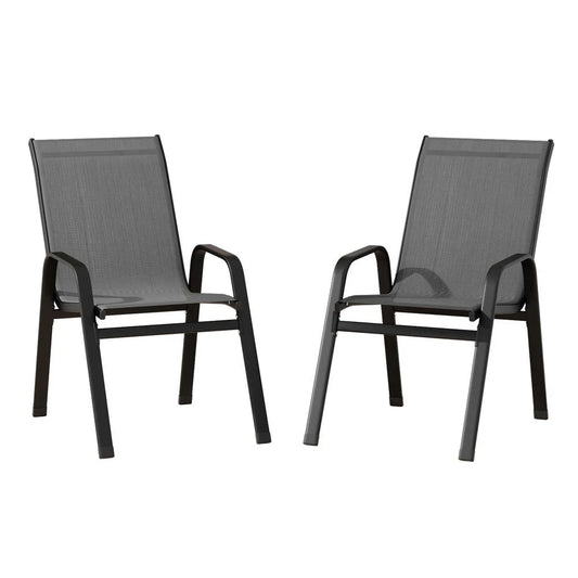 Gardeon 2PC Outdoor Dining Chairs Stackable Lounge Chair