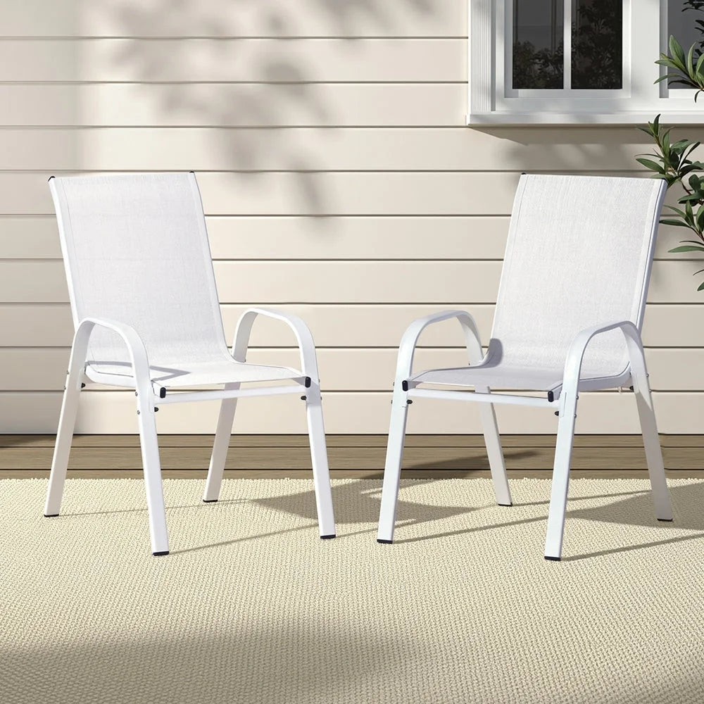 Gardeon 2PC Outdoor Dining Chairs Stackable Lounge Chair