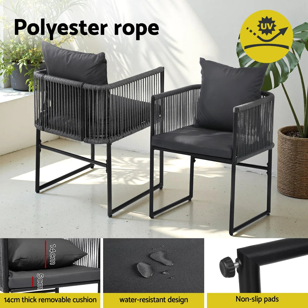 Gardeon 2PC Outdoor Dining Chairs Woven Rope Chair Patio