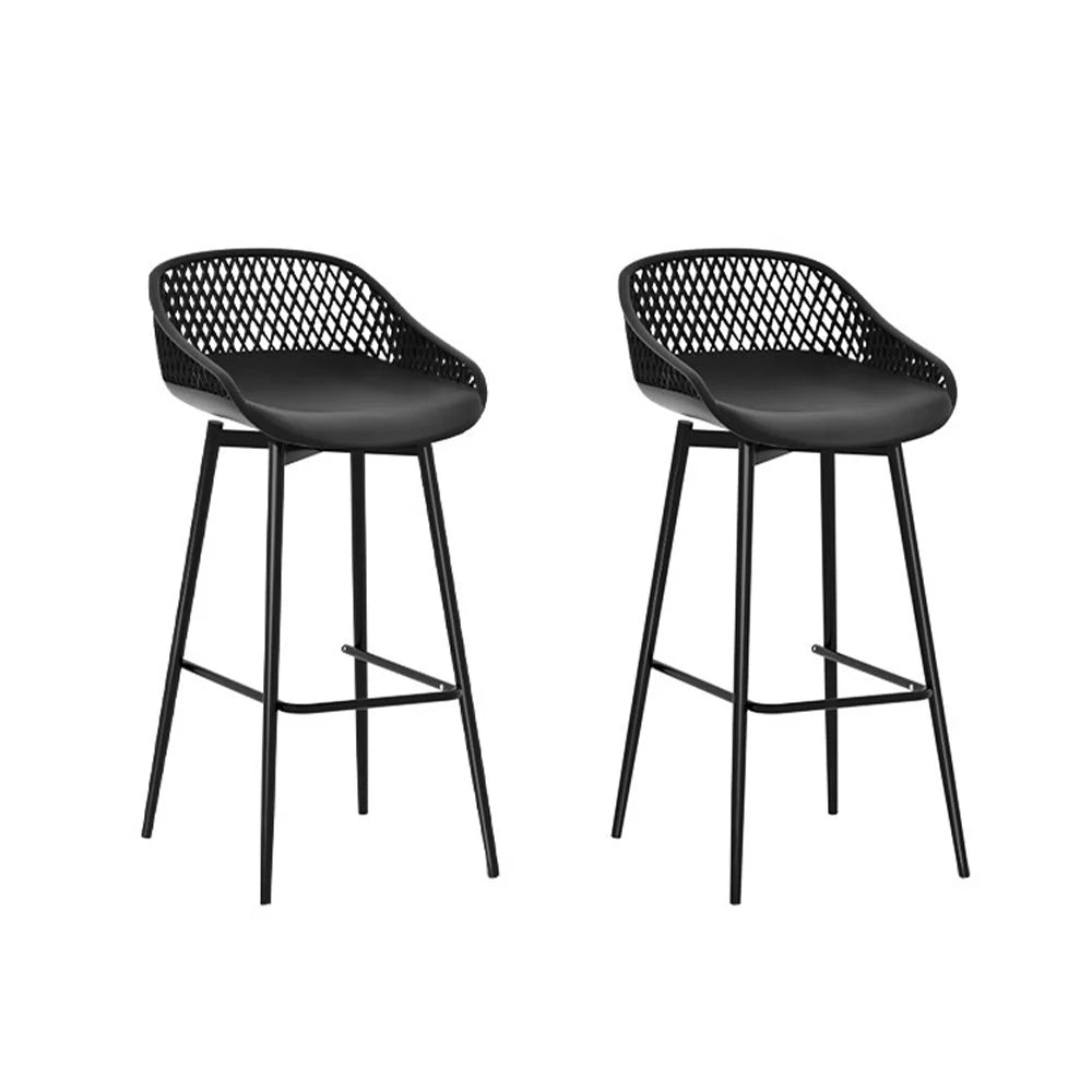 Gardeon 2x Outdoor Bar Stools Plastic Black - Furniture >