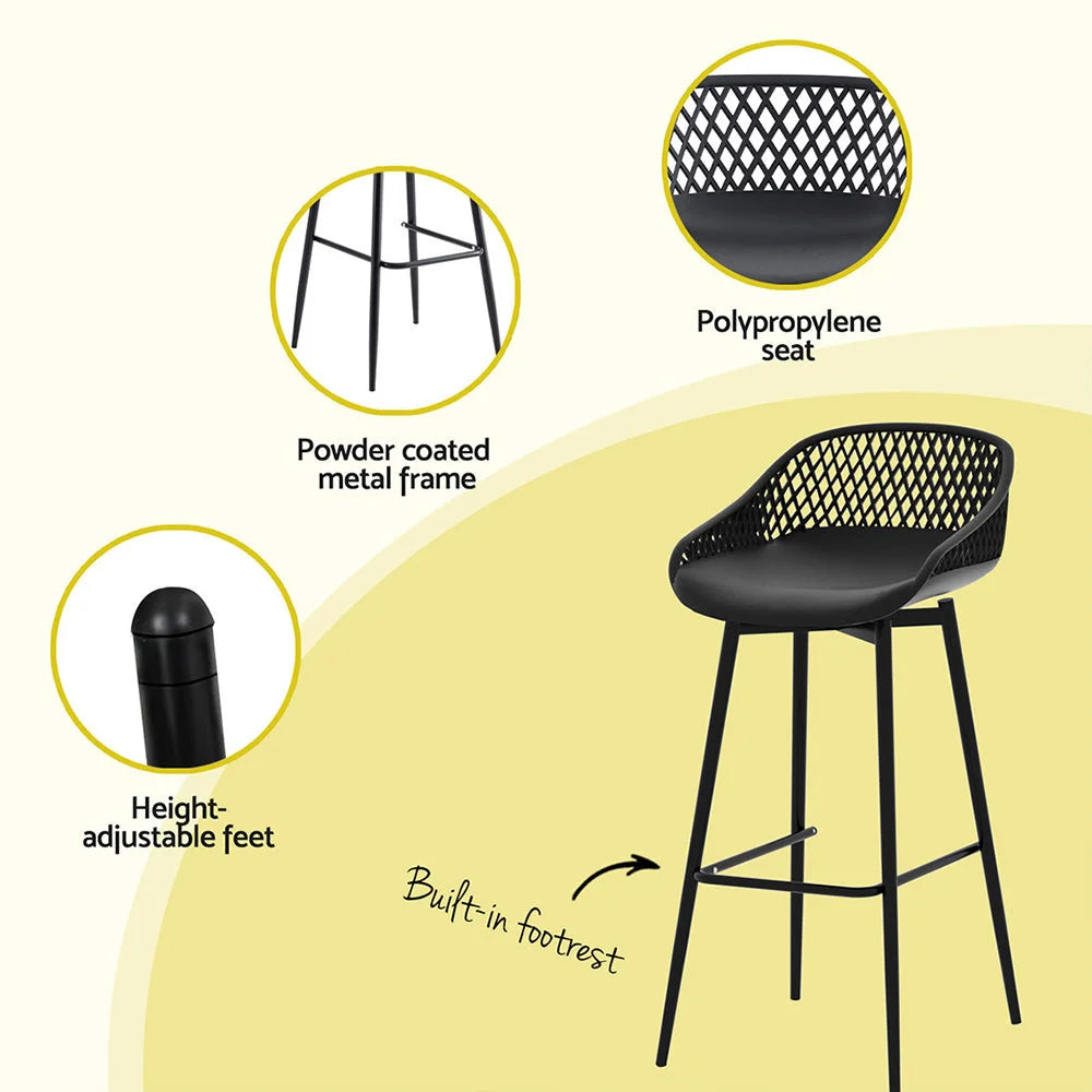 Gardeon 2x Outdoor Bar Stools Plastic Black - Furniture >