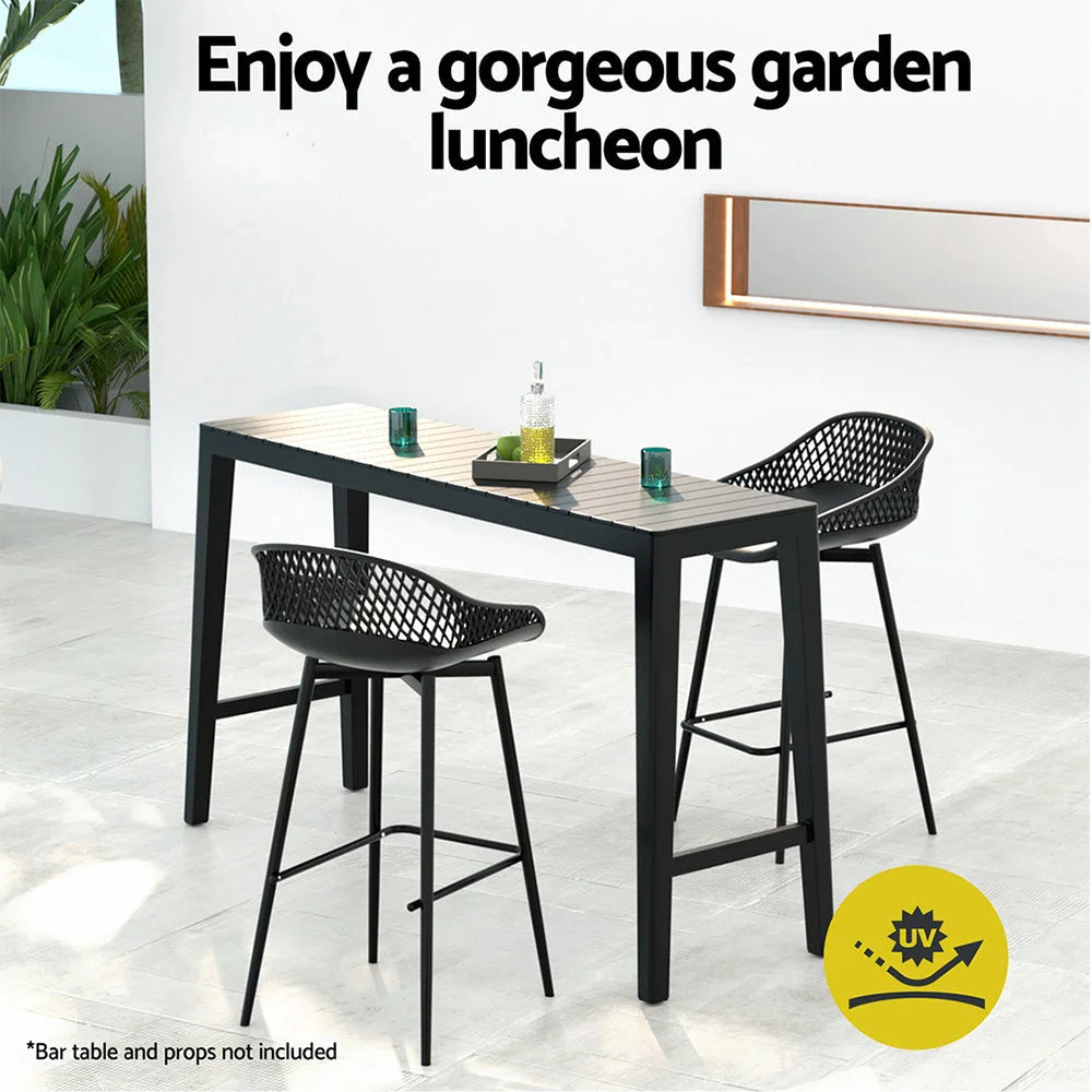 Gardeon 2x Outdoor Bar Stools Plastic Black - Furniture >