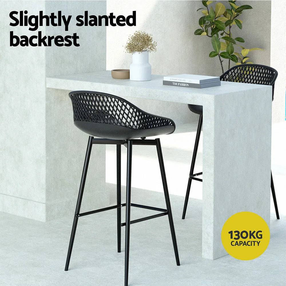 Gardeon 2x Outdoor Bar Stools Plastic Black - Furniture >