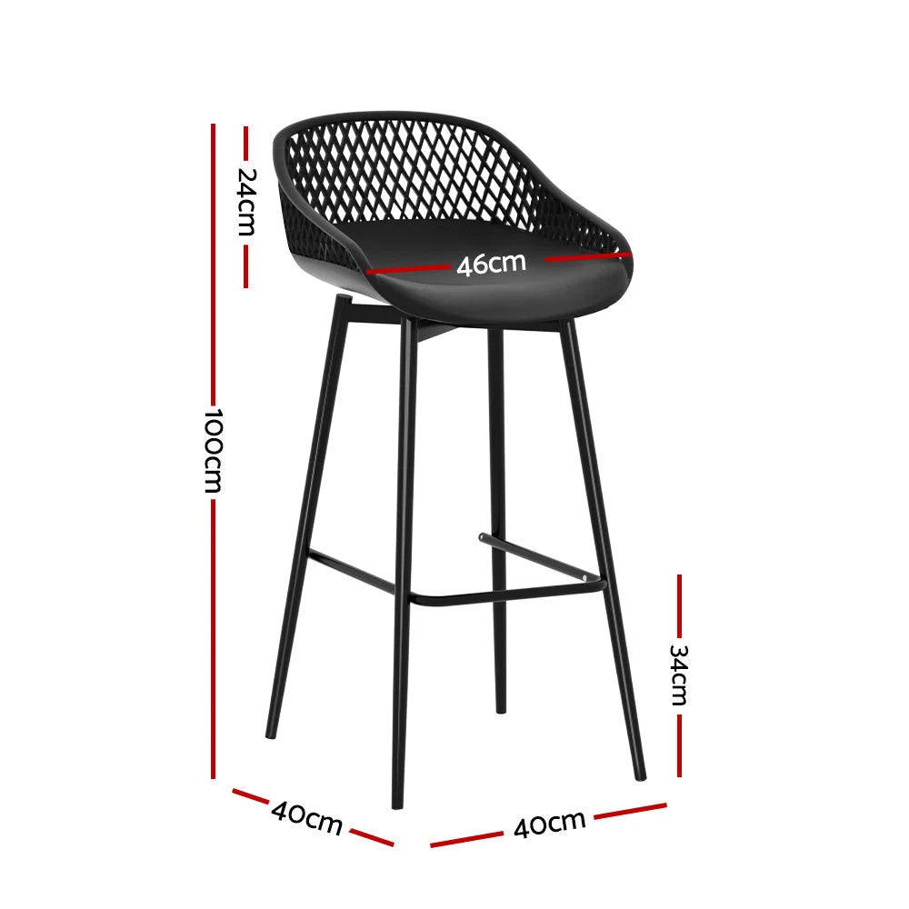Gardeon 2x Outdoor Bar Stools Plastic Black - Furniture >