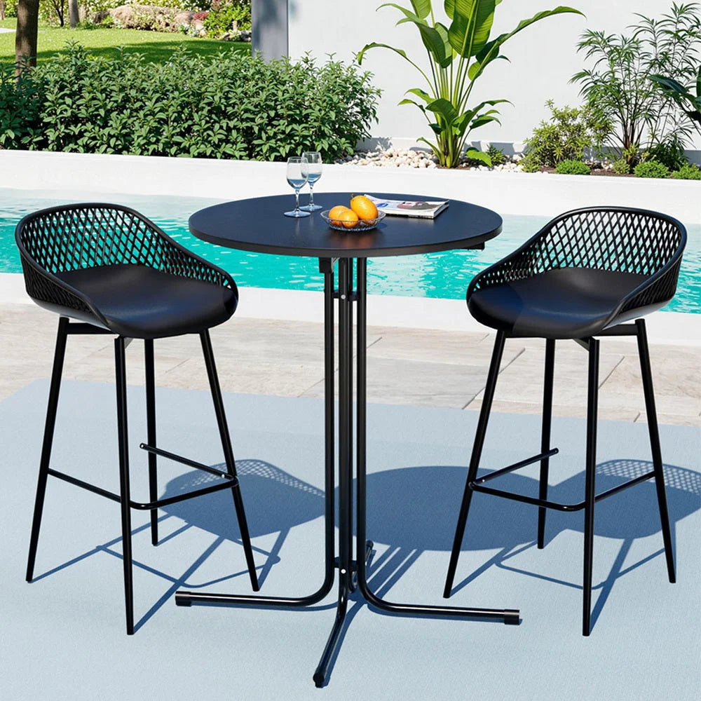 Gardeon 3PC Outdoor Bar Set Stools Dining Chairs Table