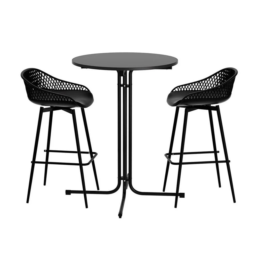 Gardeon 3PC Outdoor Bar Set Stools Dining Chairs Table