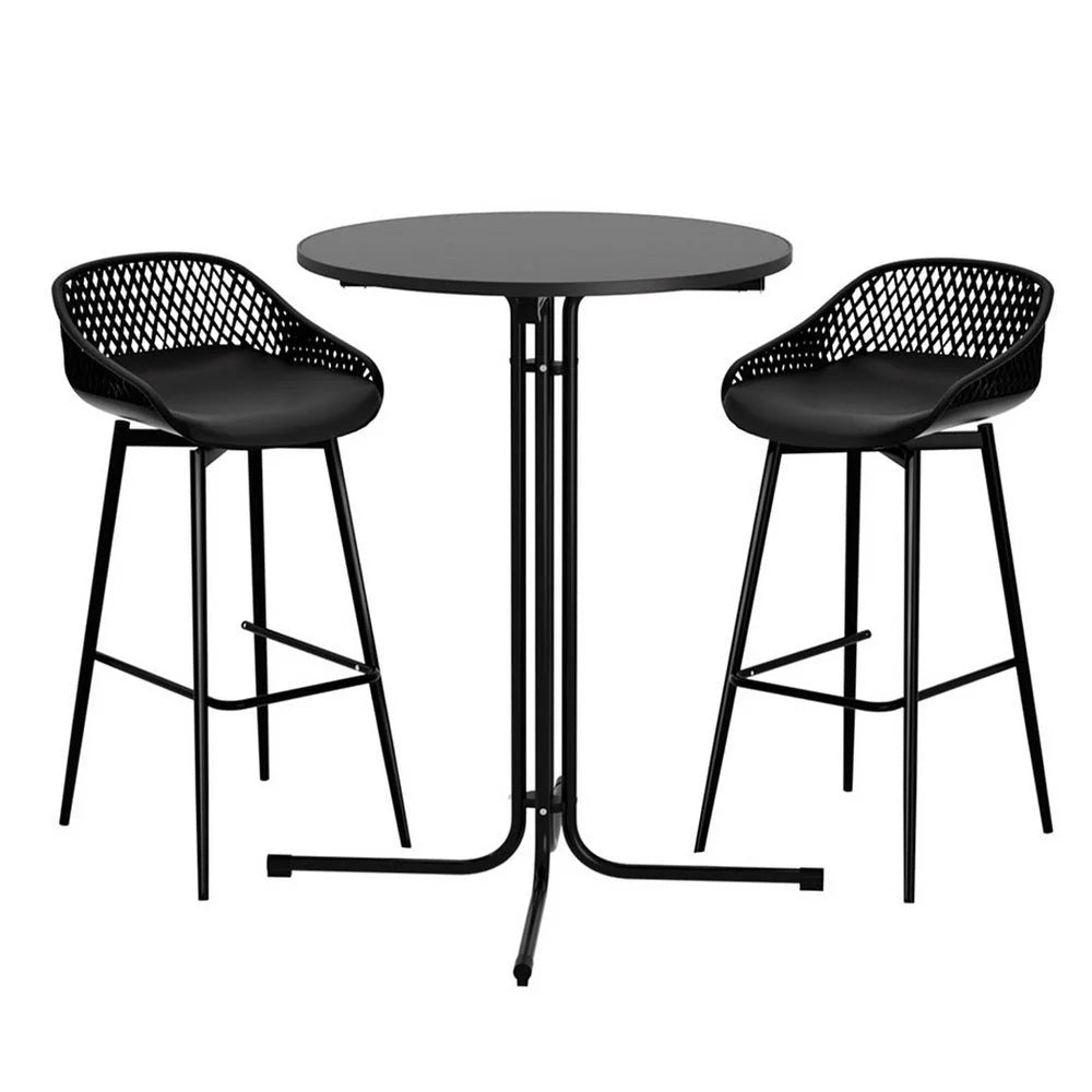 Gardeon 3PC Outdoor Bar Set Stools Dining Chairs Table