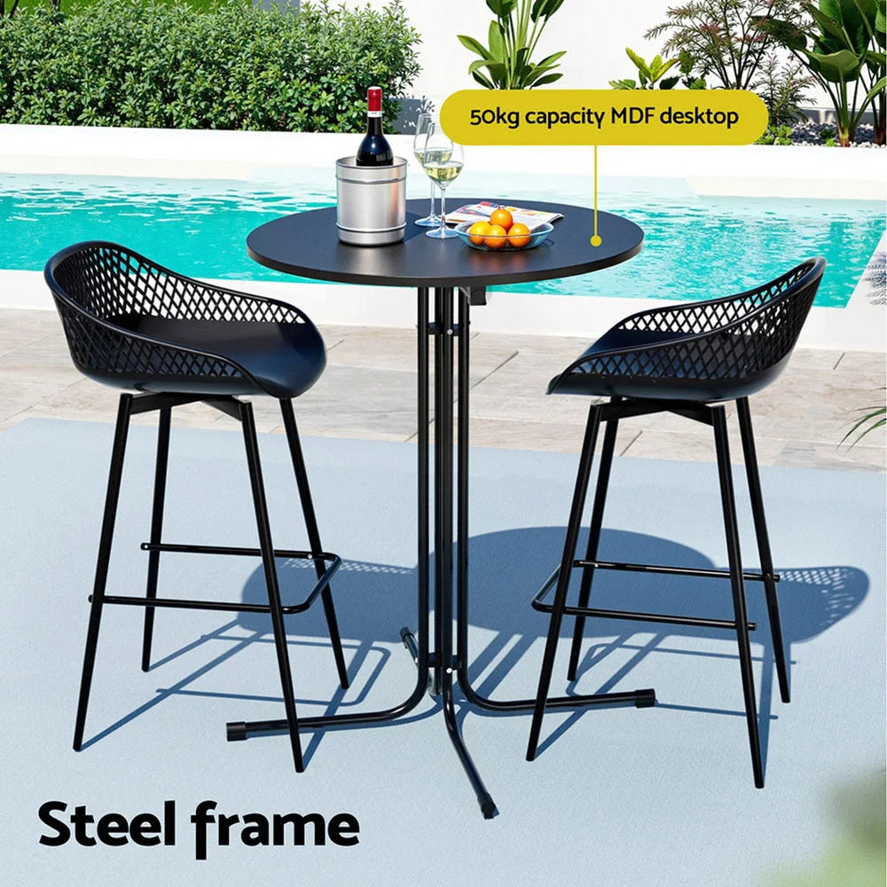 Gardeon 3PC Outdoor Bar Set Stools Dining Chairs Table