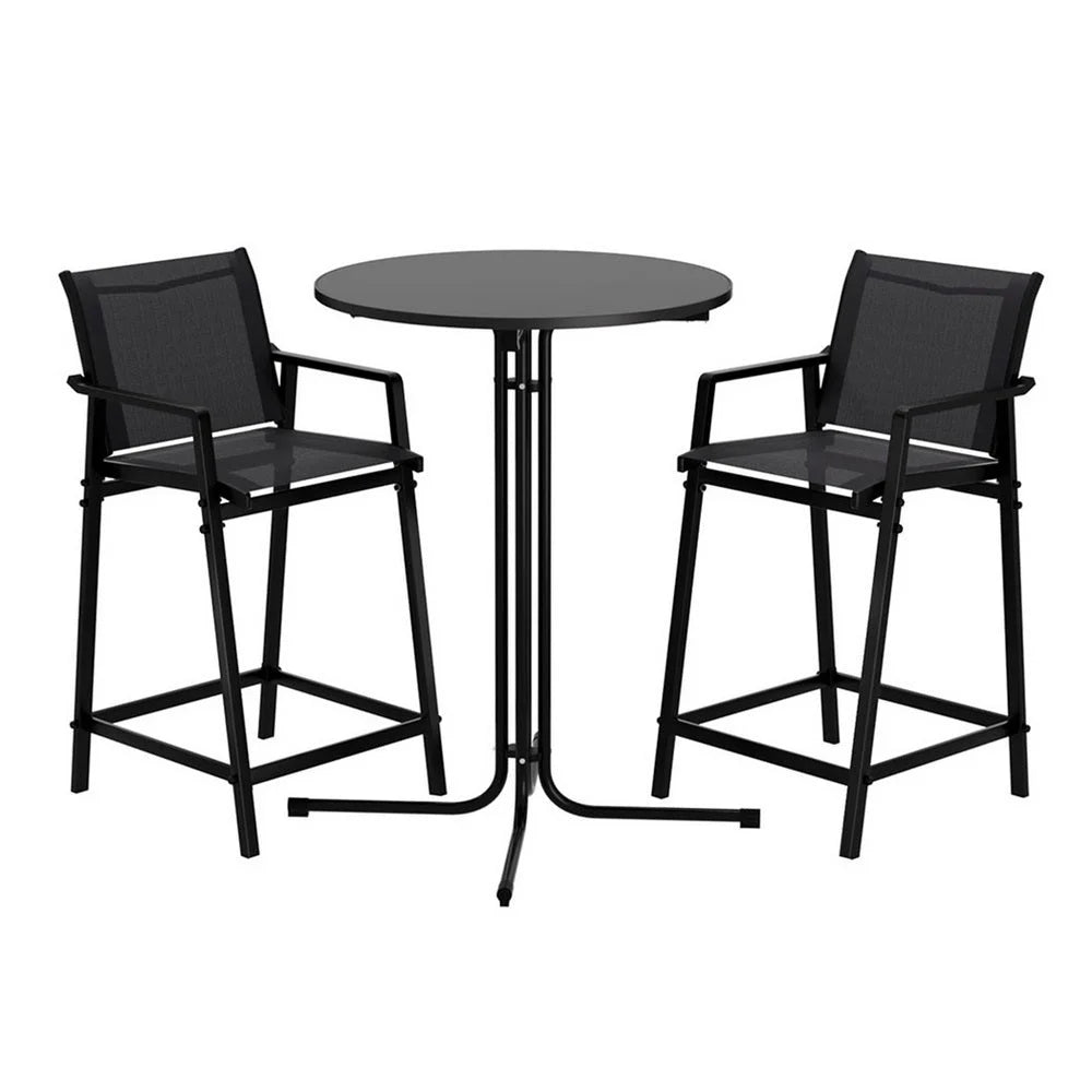 Gardeon 3PC Outdoor Bar Set Stools Dining Chairs Table