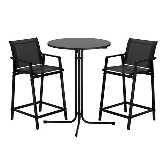 Gardeon 3PC Outdoor Bar Set Stools Dining Chairs Table