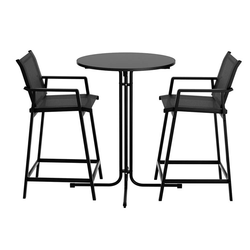 Gardeon 3PC Outdoor Bar Set Stools Dining Chairs Table