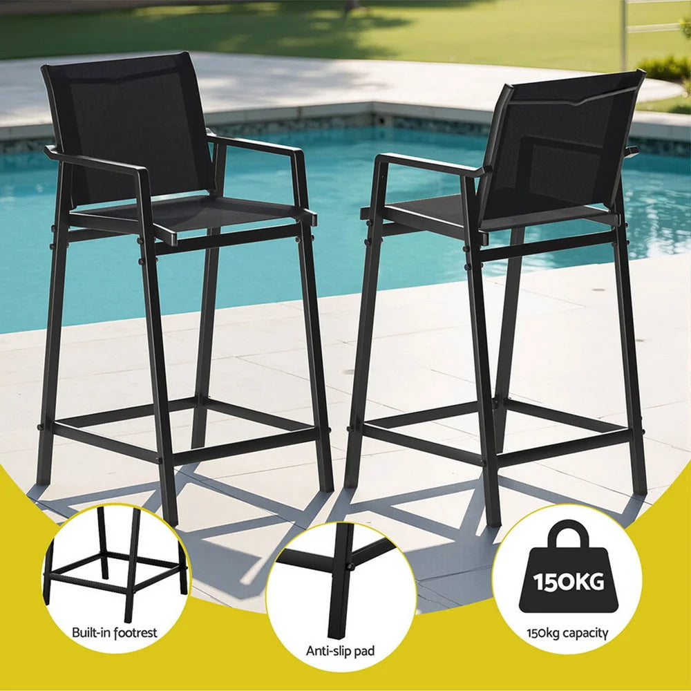 Gardeon 3PC Outdoor Bar Set Stools Dining Chairs Table