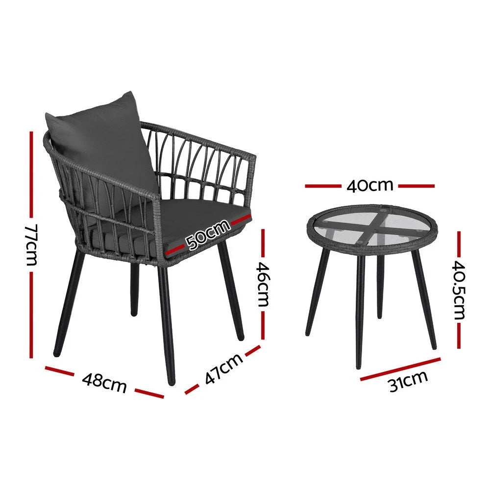 Grey outdoor lounge set with modular seats and cushion backs