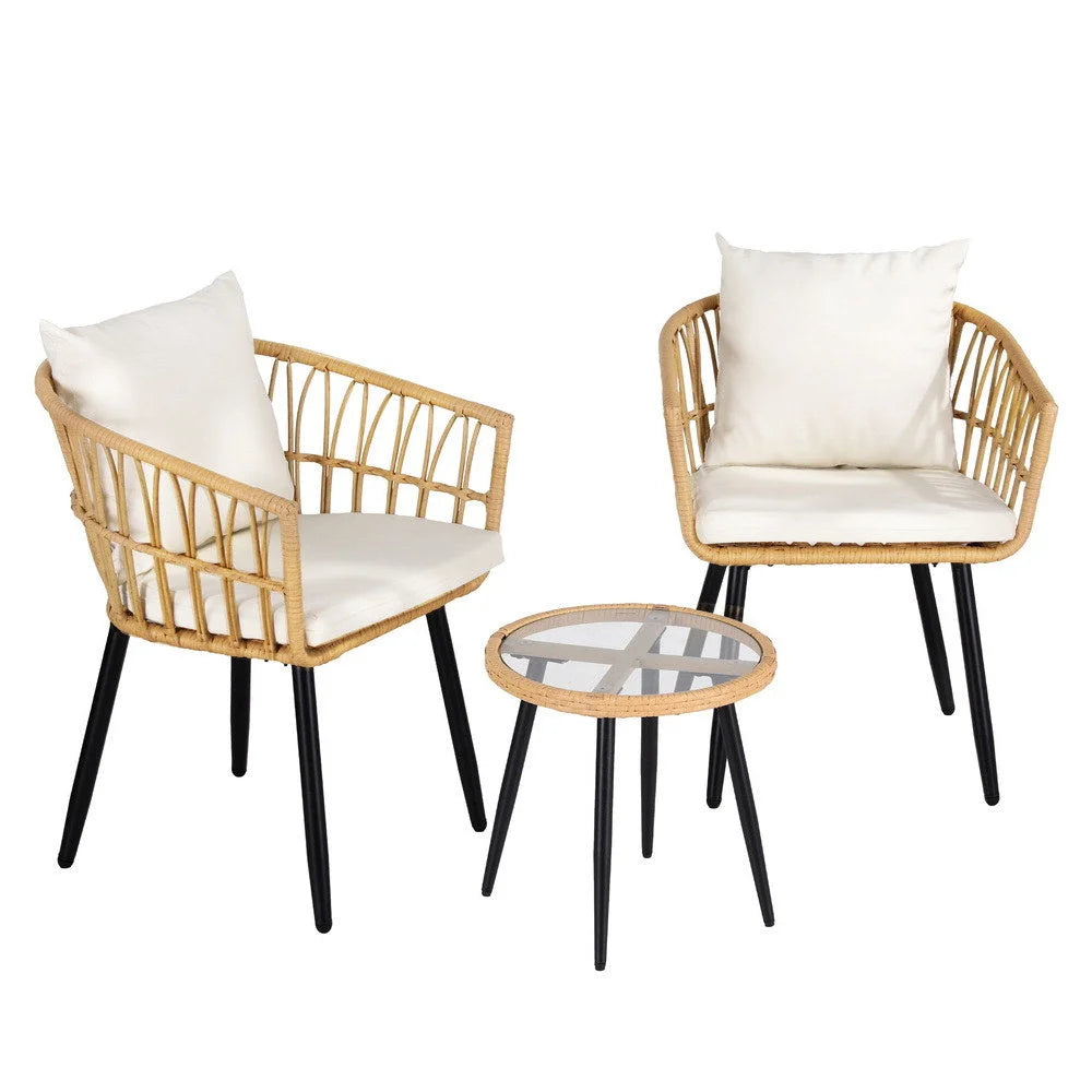 Outdoor lounge set with modular seats and cushion backs