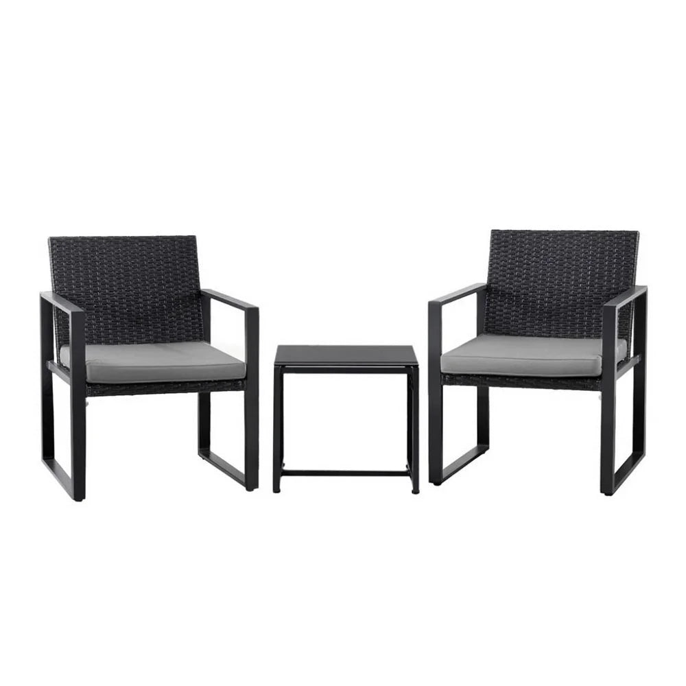Gardeon 3PC Outdoor Bistro Set Patio Furniture Wicker