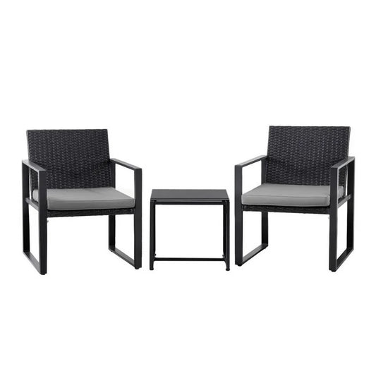 Gardeon 3PC Outdoor Bistro Set Patio Furniture Wicker