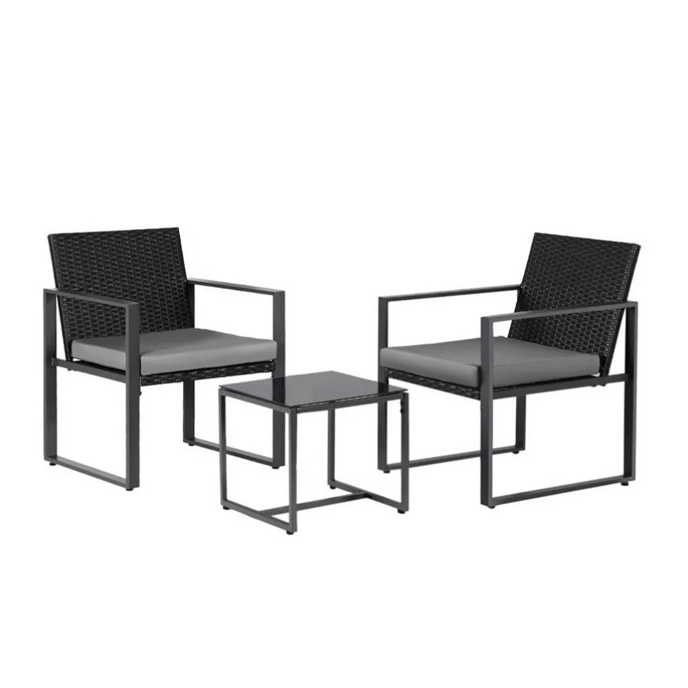 Gardeon 3PC Outdoor Bistro Set Patio Furniture Wicker