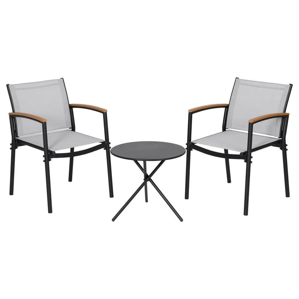 Gardeon 3PC Outdoor Bistro Set Table and Chairs Steel