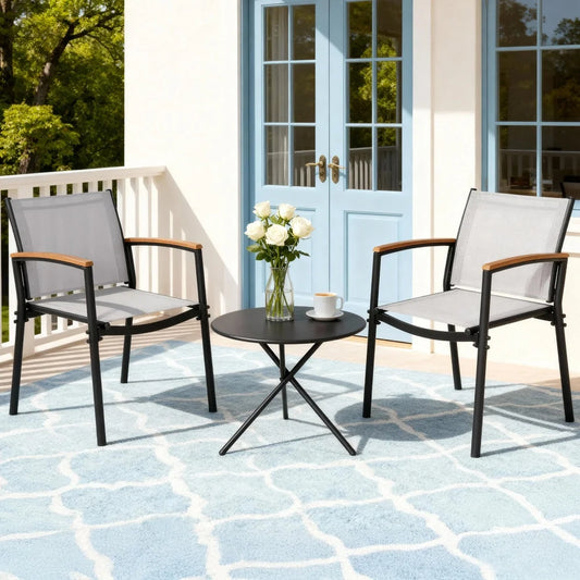 Gardeon 3PC Outdoor Bistro Set Table and Chairs Steel